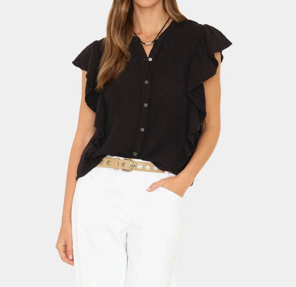 NEW XIRENA ashlyn button front shirt in black